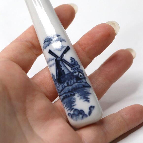 Vintage DELFT Blue Dutch Cheese Knife | Ceramic Handle Stainless Steel Blade - Picture 5 of 9